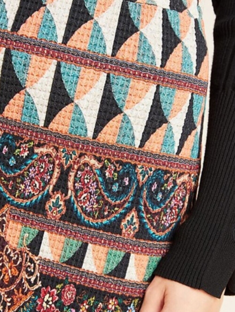 FARM Rio, Anthropologie Burgundy Multicolor Geometric Maxi Skirt - Picture 4 of 8